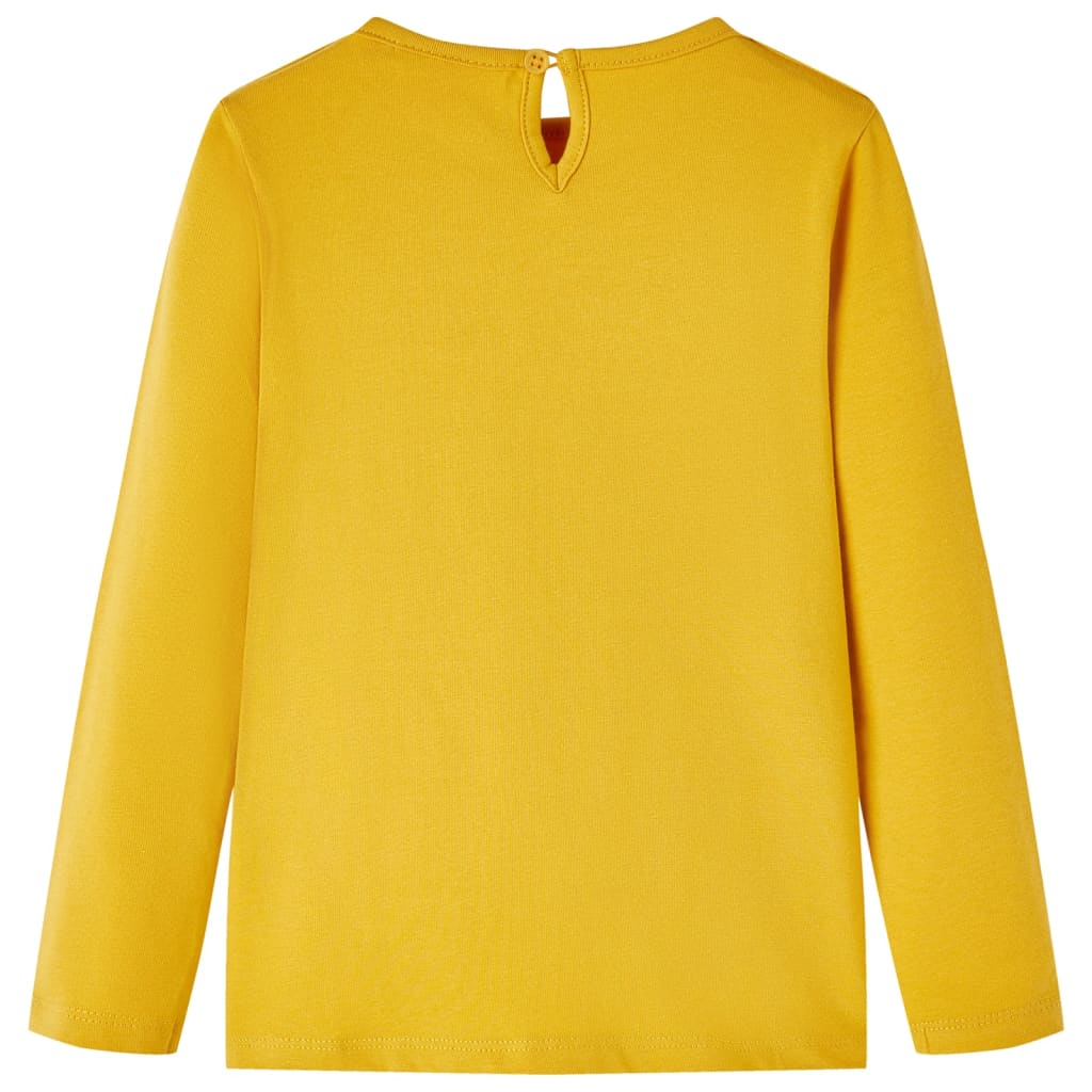 vidaXL Kindershirt met lange mouwen 128 donker okerkleurig afbeelding