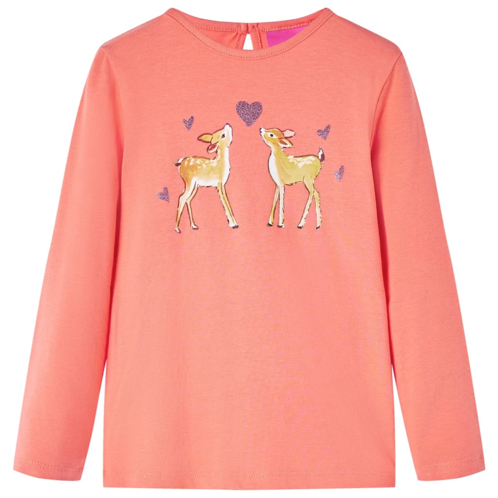 vidaXL Kinder-Langarmshirt Korallenrosa 128