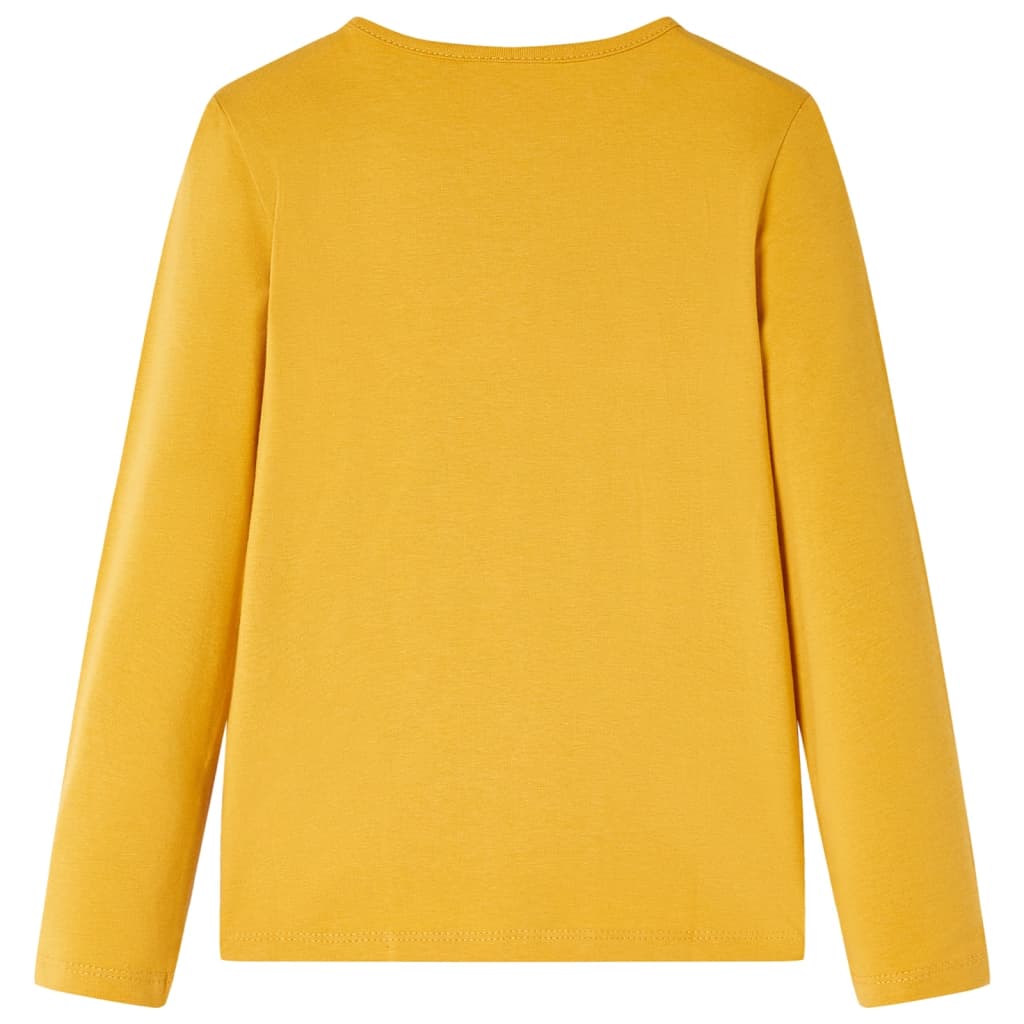 vidaXL Kindershirt met lange mouwen 128 donkerokerkleurig afbeelding