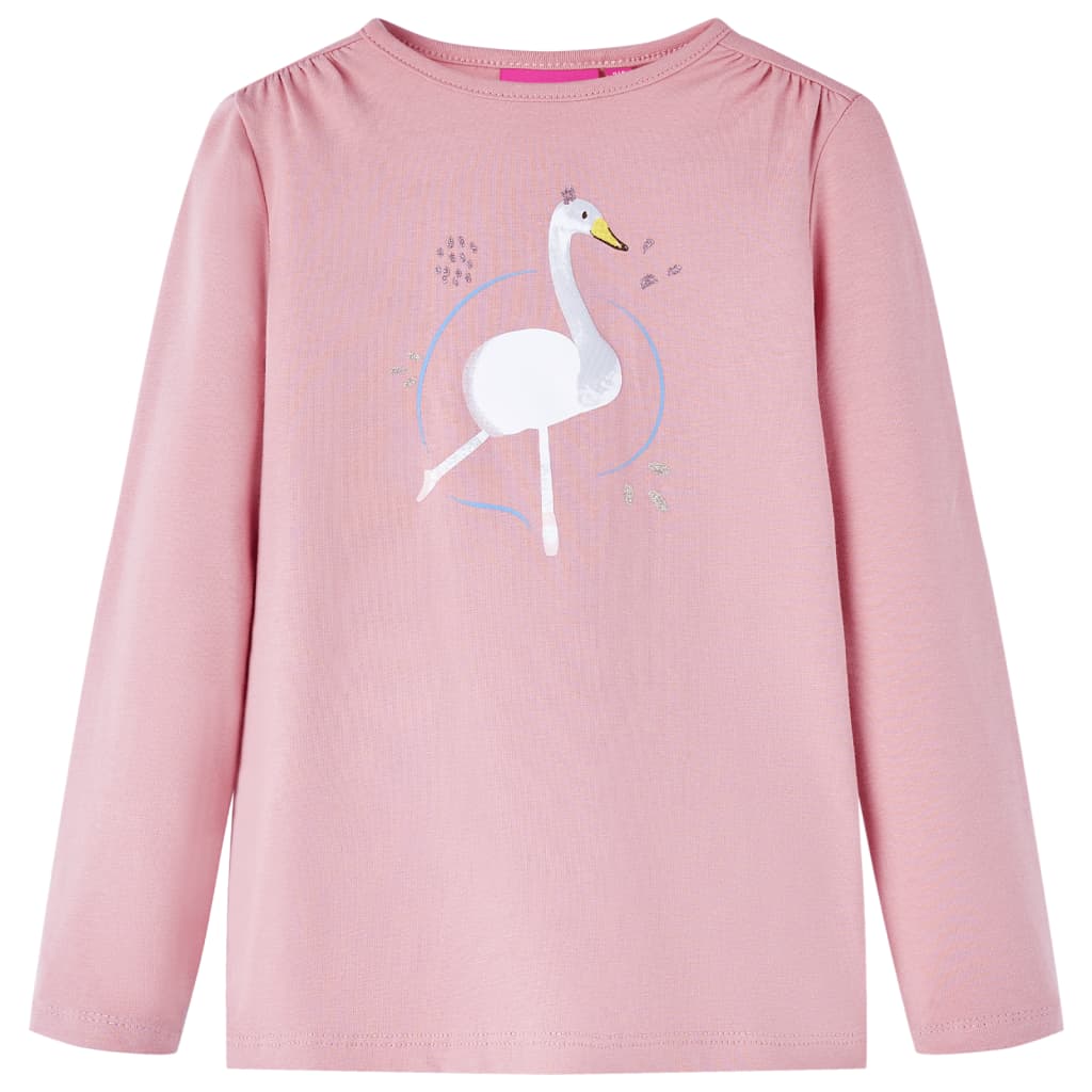 Tricou pentru copii cu mâneci lungi, roz deschis, 104