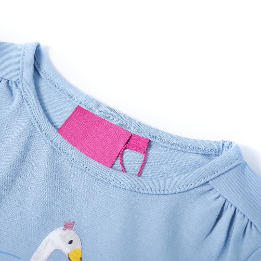 Koszulka dziecięca z długimi rękawami, łabędź, jasnoniebieska, 128