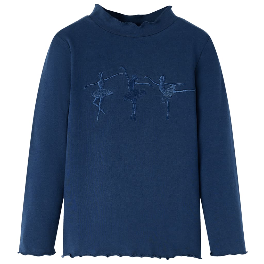 Tricou pentru copii cu mâneci lungi, design balerine, bleumarin, 92