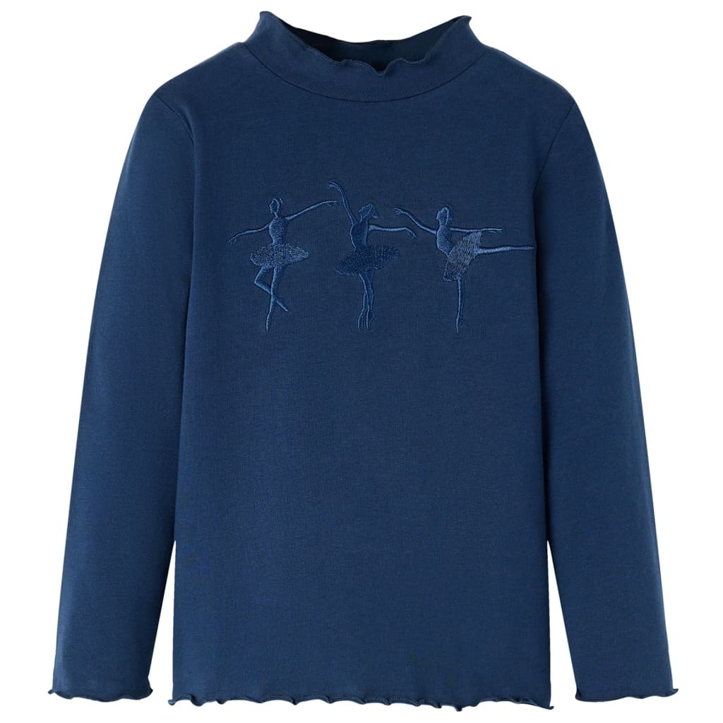 Tricou pentru copii cu mâneci lungi, design balerine, bleumarin, 104