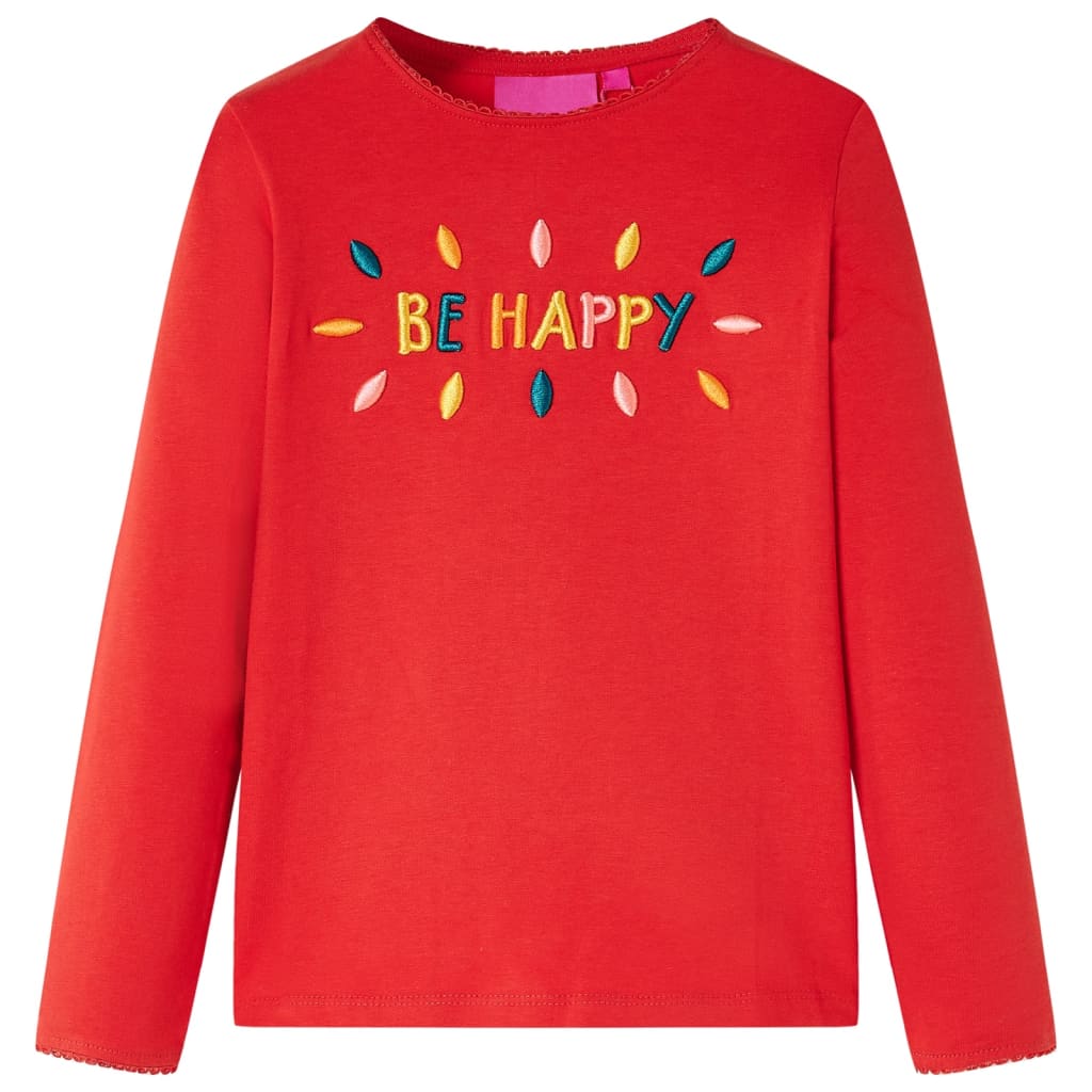 Tricou pentru copii cu mâneci lungi, design cuvinte, roșu, 116