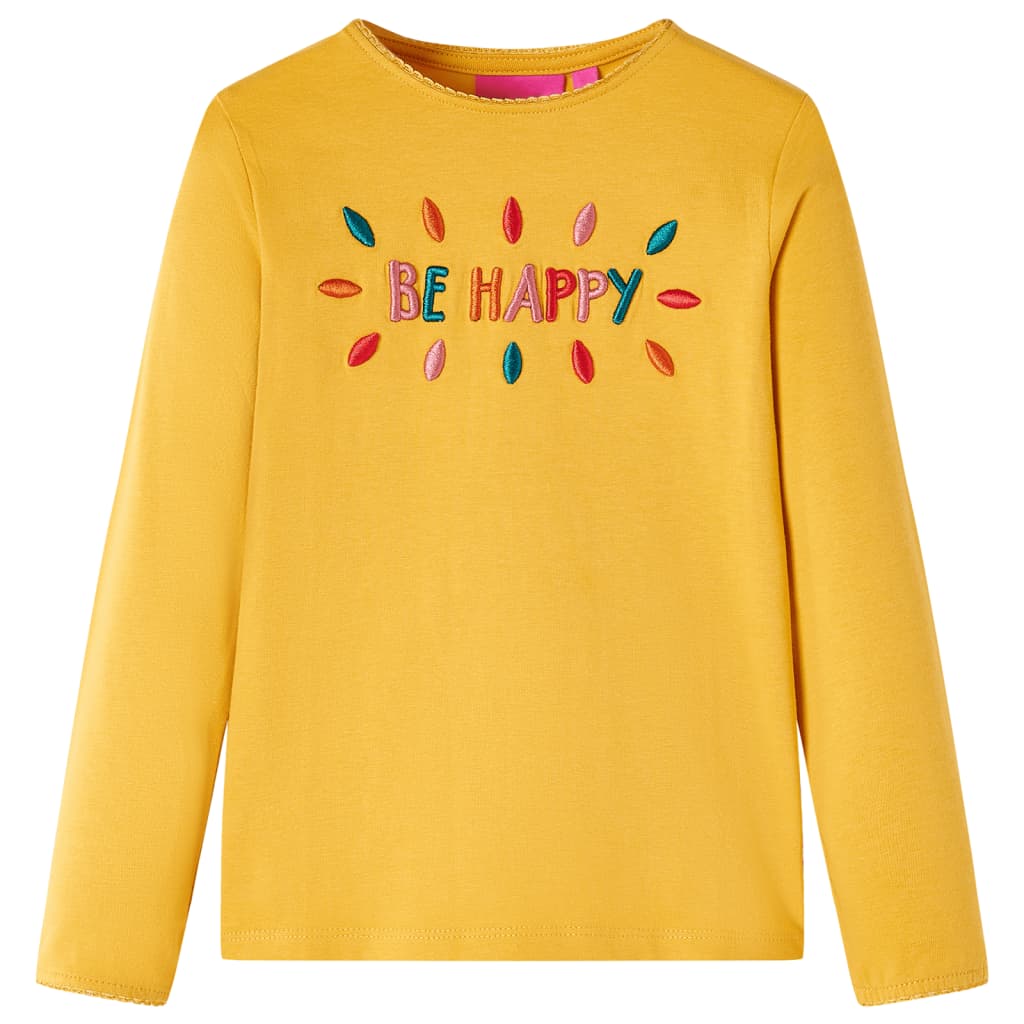 vidaXL Kinder-Langarmshirt Dunkles Ocker 140