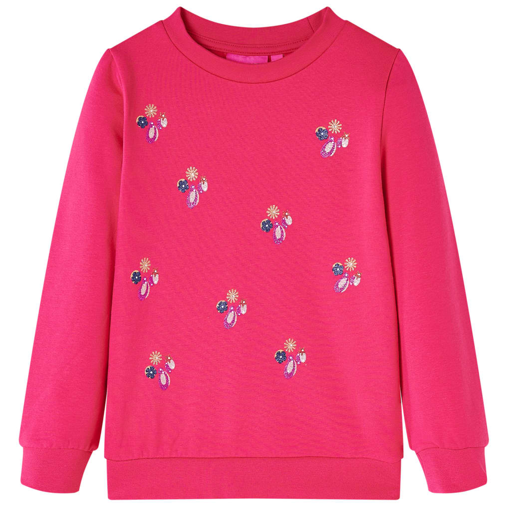 Bluzon pentru copii, imprimeu cu sclipici, roz aprins, 104