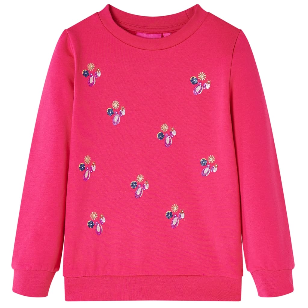 Bluzon pentru copii, imprimeu cu sclipici, roz aprins, 116