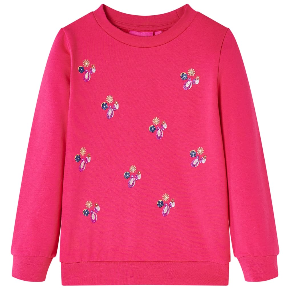 Bluzon pentru copii, imprimeu cu sclipici, roz aprins, 140