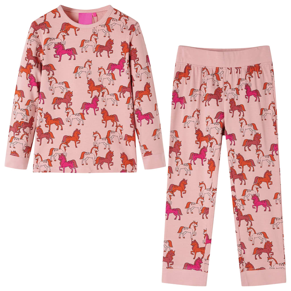 Pyjamas enfants à manches longues imprimé cheval rose clair 116