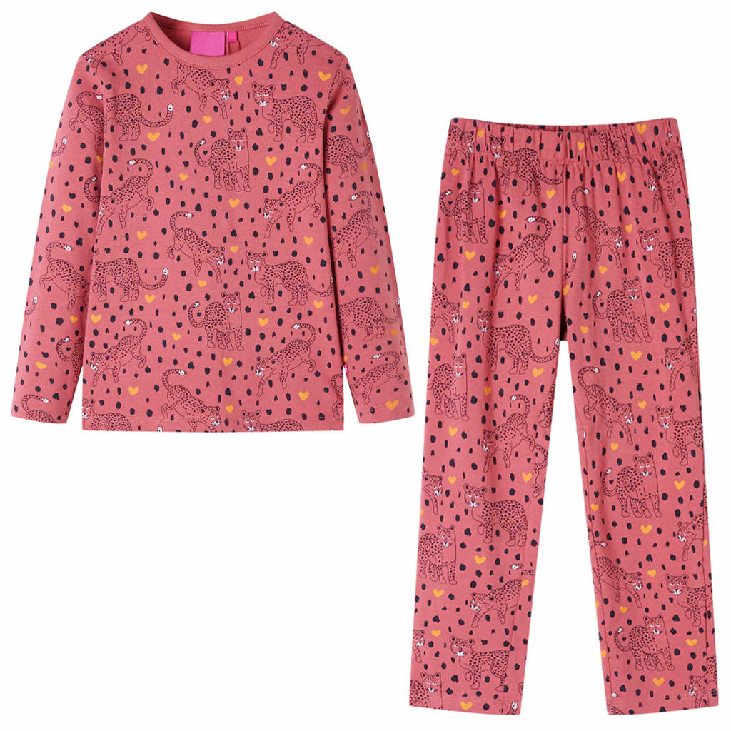 Pijamale pentru copii cu mâneci lungi imprimeu leopard roz fanat 92
