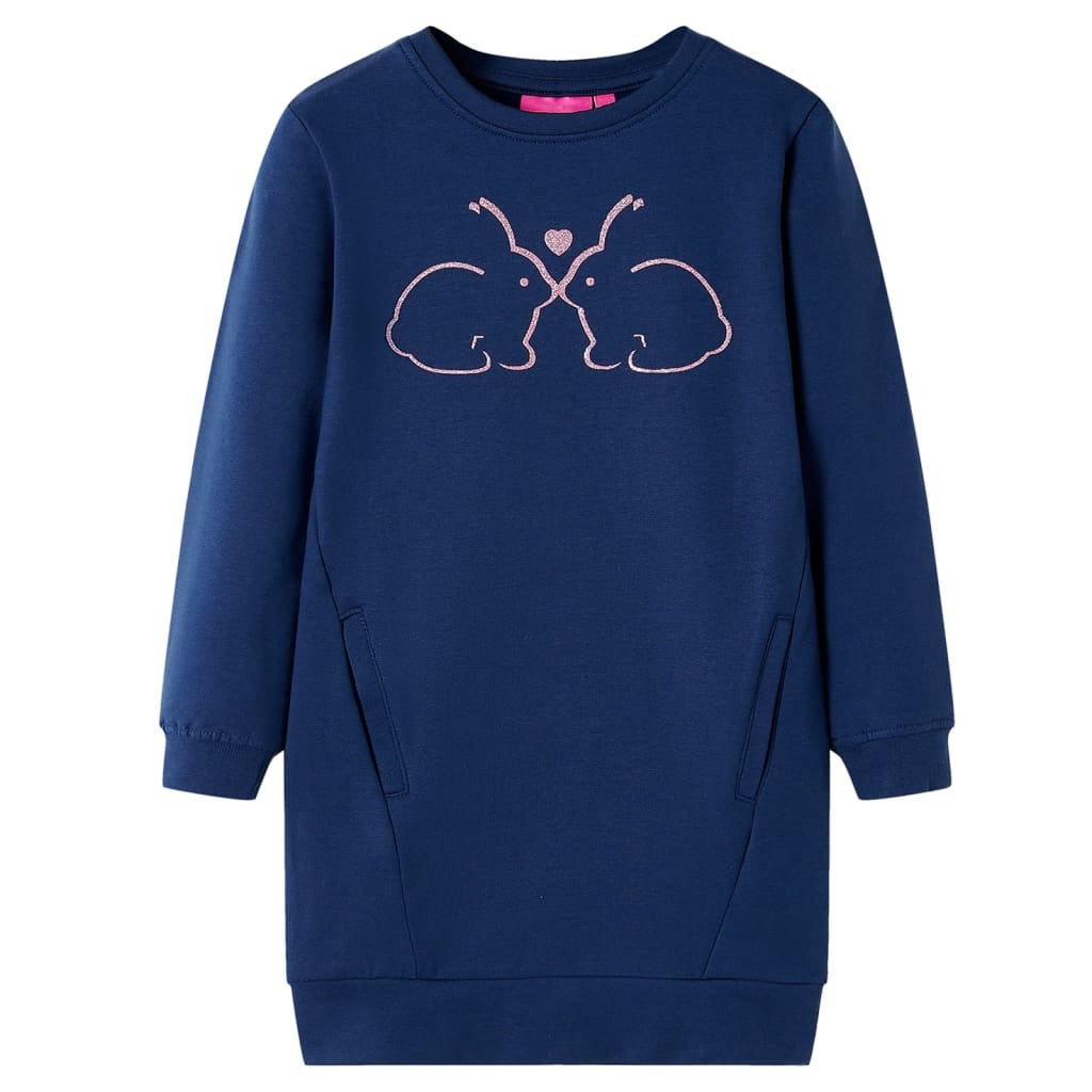 Robe sweatshirt pour enfants imprimé lapin bleu marine 128
