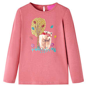 Otroška majica z dolgimi rokavi starinsko roza 116