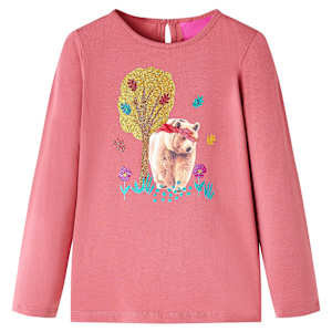 Otroška majica z dolgimi rokavi starinsko roza 128