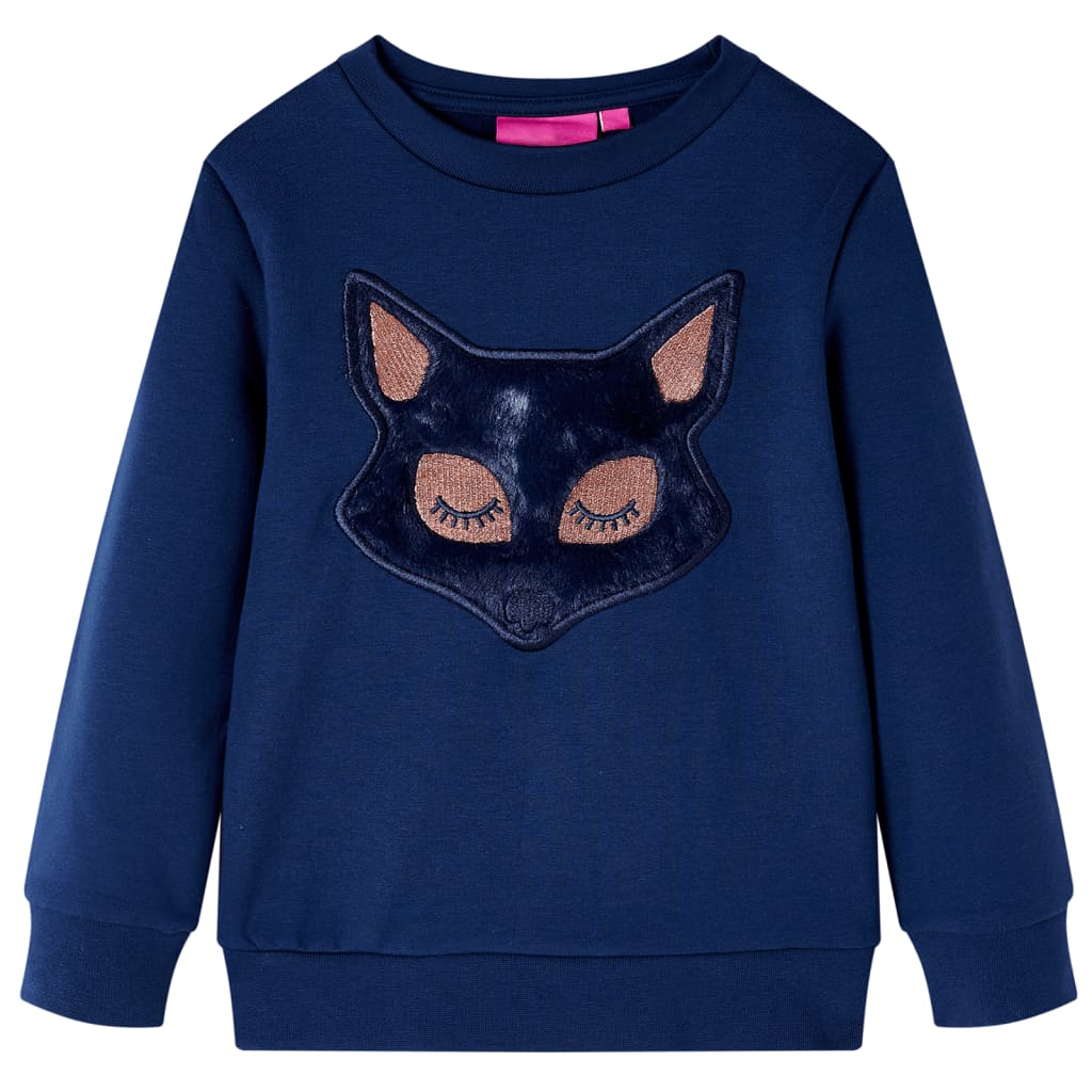 Bluzon pentru copii cu design vulpe cu blană, bleumarin, 140