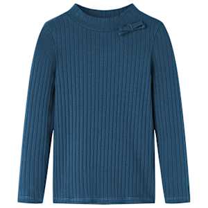 Otroška majica z dolgimi rokavi rebrasta pletenina mornarsko modra 104