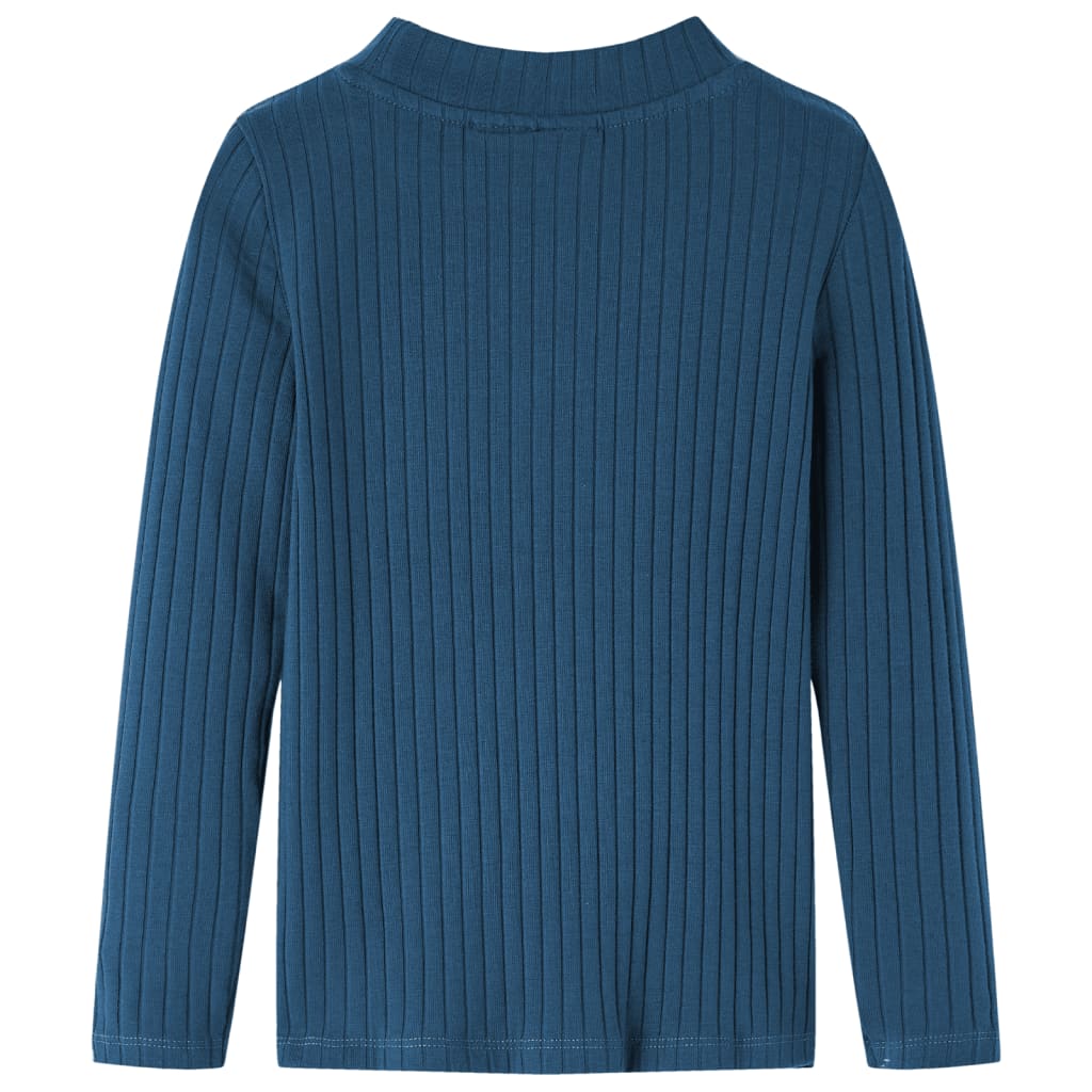 vidaXL Kindershirt met lange mouwen geribd 128 marineblauw afbeelding