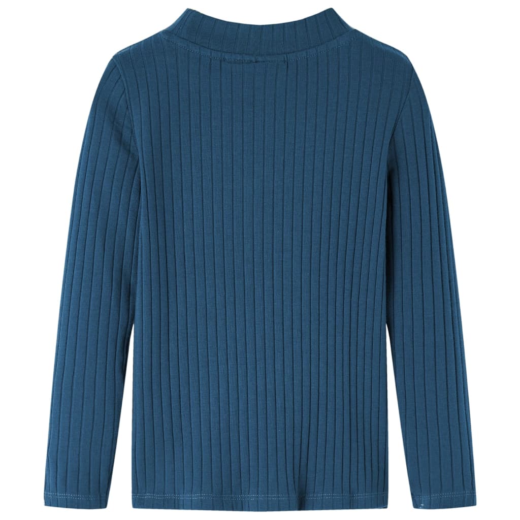 vidaXL Kindershirt met lange mouwen geribd 140 marineblauw afbeelding