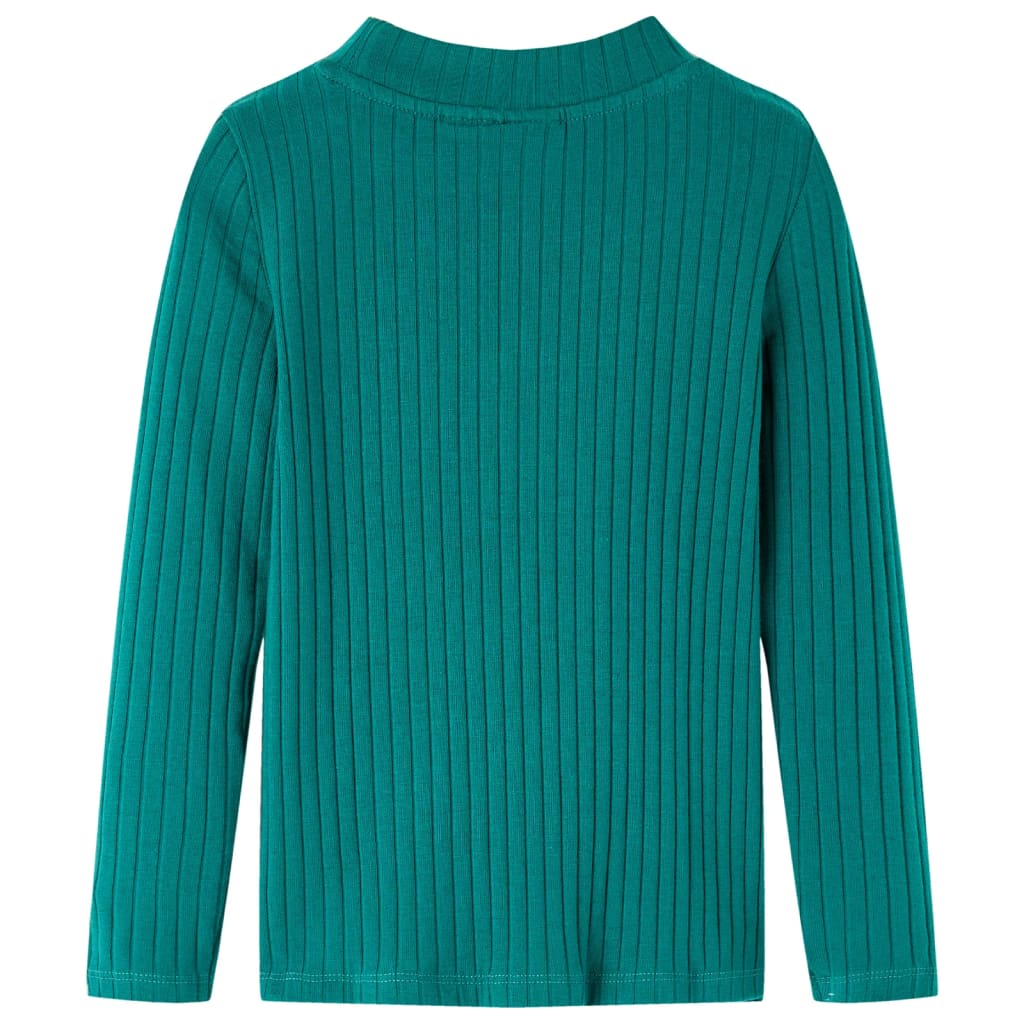 vidaXL Kindershirt met lange mouwen geribd 128 donkergroen afbeelding