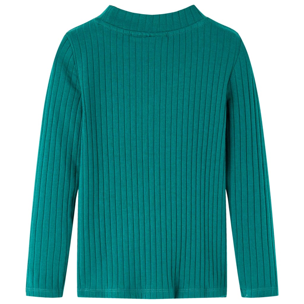 vidaXL Kindershirt met lange mouwen geribd 140 donkergroen afbeelding