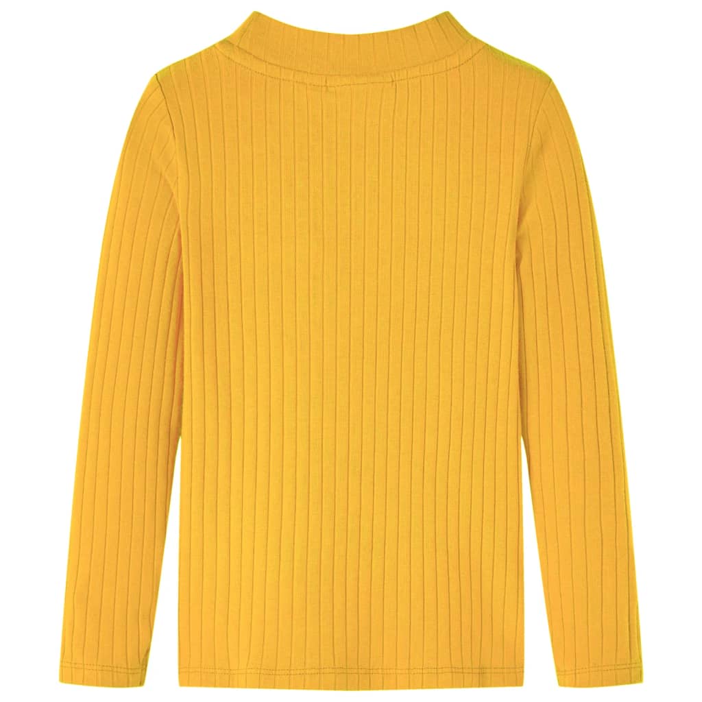 vidaXL Kindershirt met lange mouwen geribd 116 donker okerkleurig afbeelding