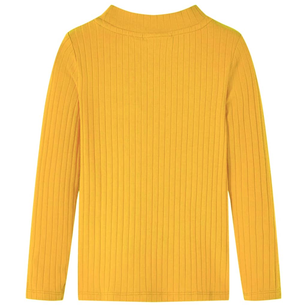 vidaXL Kindershirt met lange mouwen geribd 128 donker okerkleurig afbeelding
