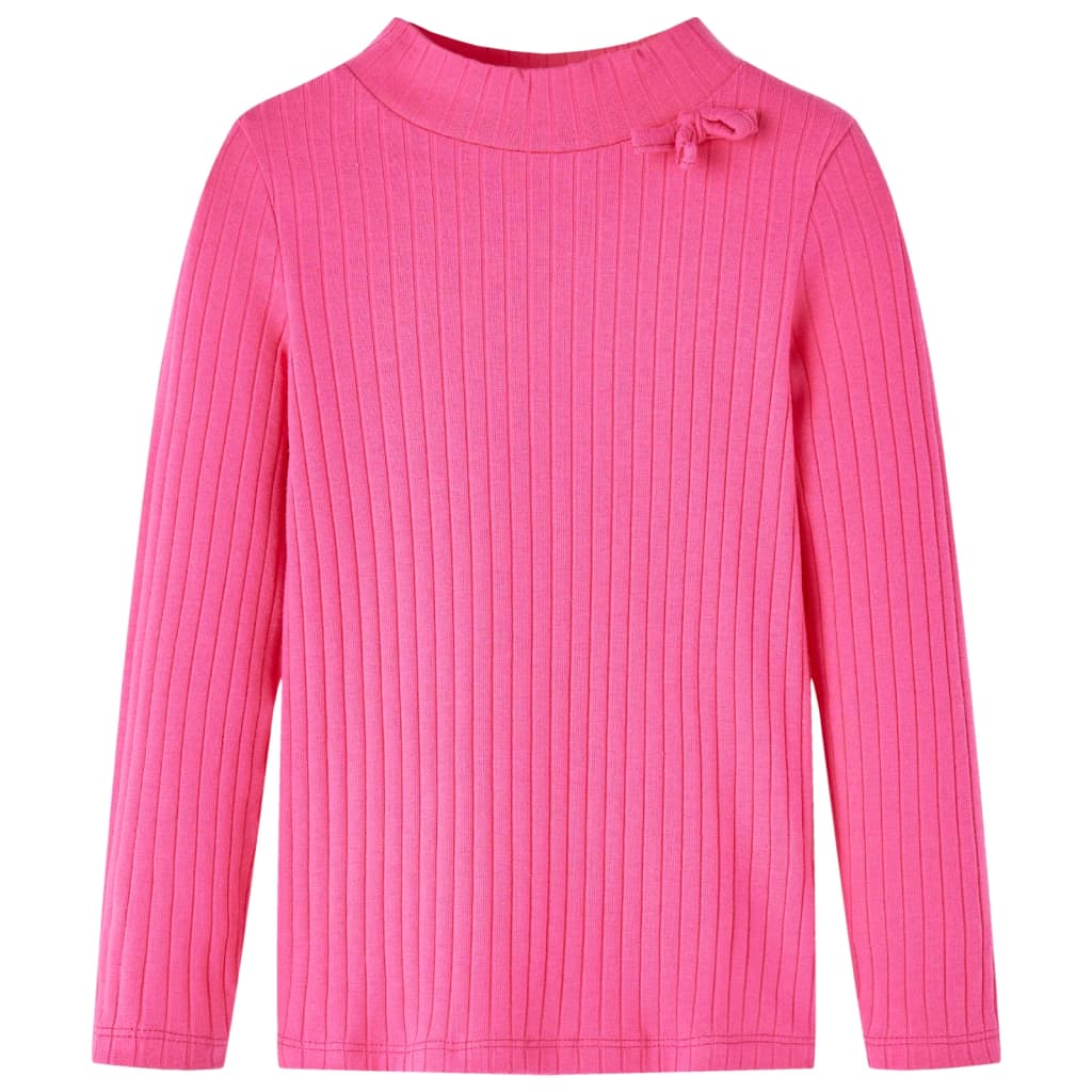 Tricou de copii cu mâneci lungi, tricot cu nervuri, roz aprins, 116