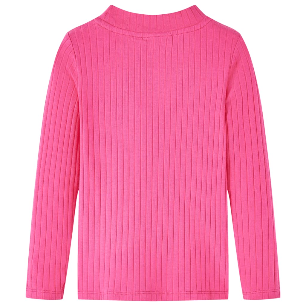 vidaXL Kindershirt met lange mouwen geribd 140 felroze afbeelding