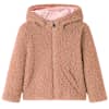 vidaXL Laste kapuutsiga jakk, kunstkarusnahk, hele konjakipruun, 104