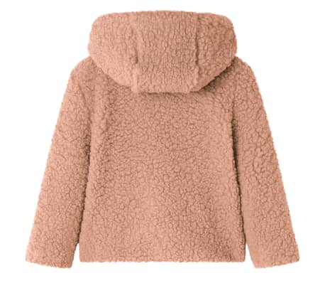 Kurtka dziecięca ze sztucznego futerka, z kapturem, jasny koniak, 140
