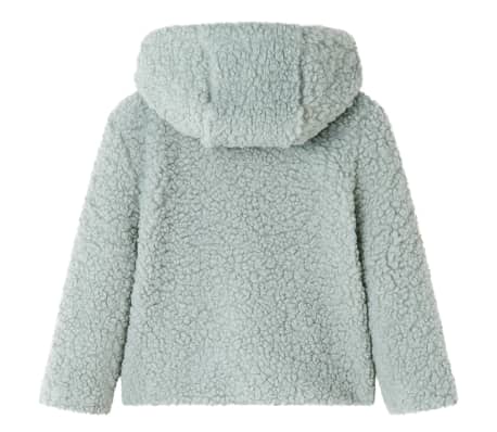 Kinder-Kapuzenjacke Teddy-Kunstpelz Minzgr&uuml;n 140