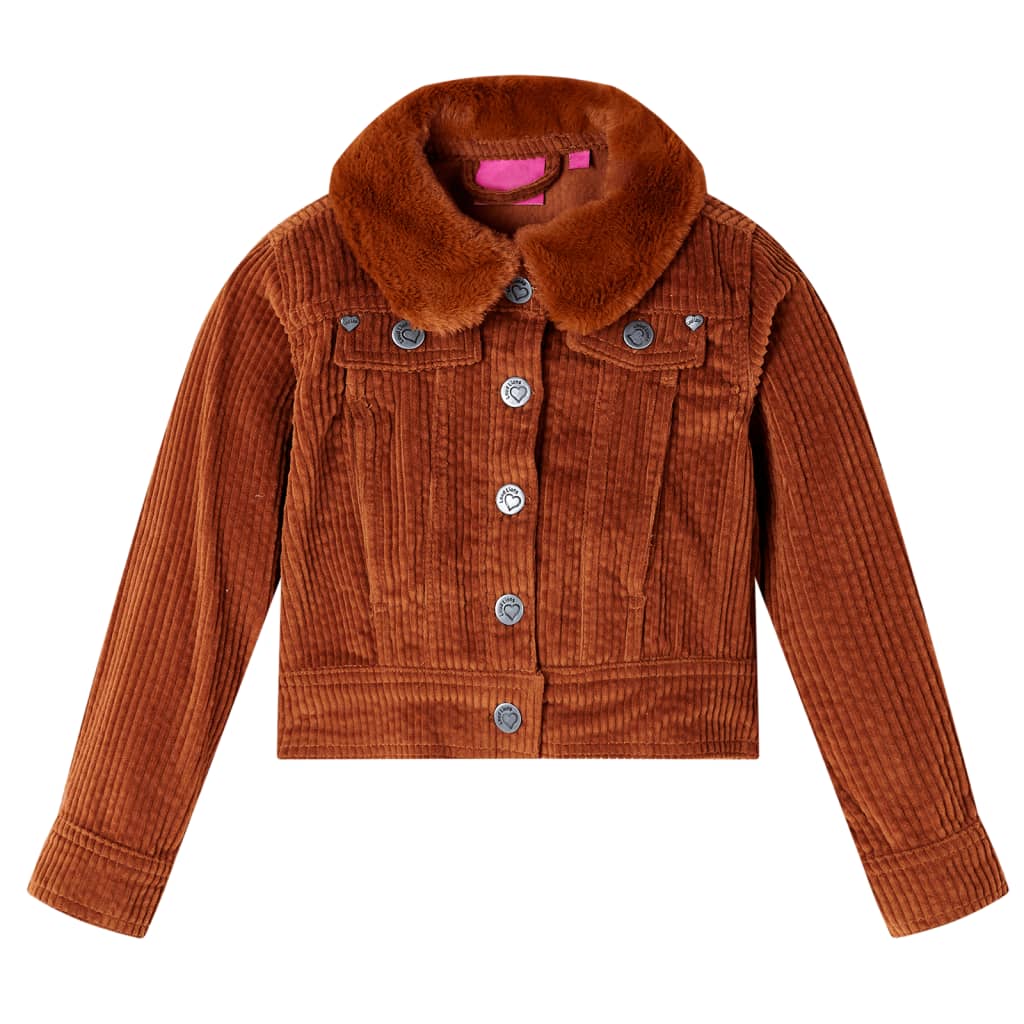 Jachetă pentru copii din velur, coniac, 128