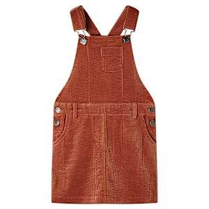 Otroška obleka rebrasti žamet konjak 116