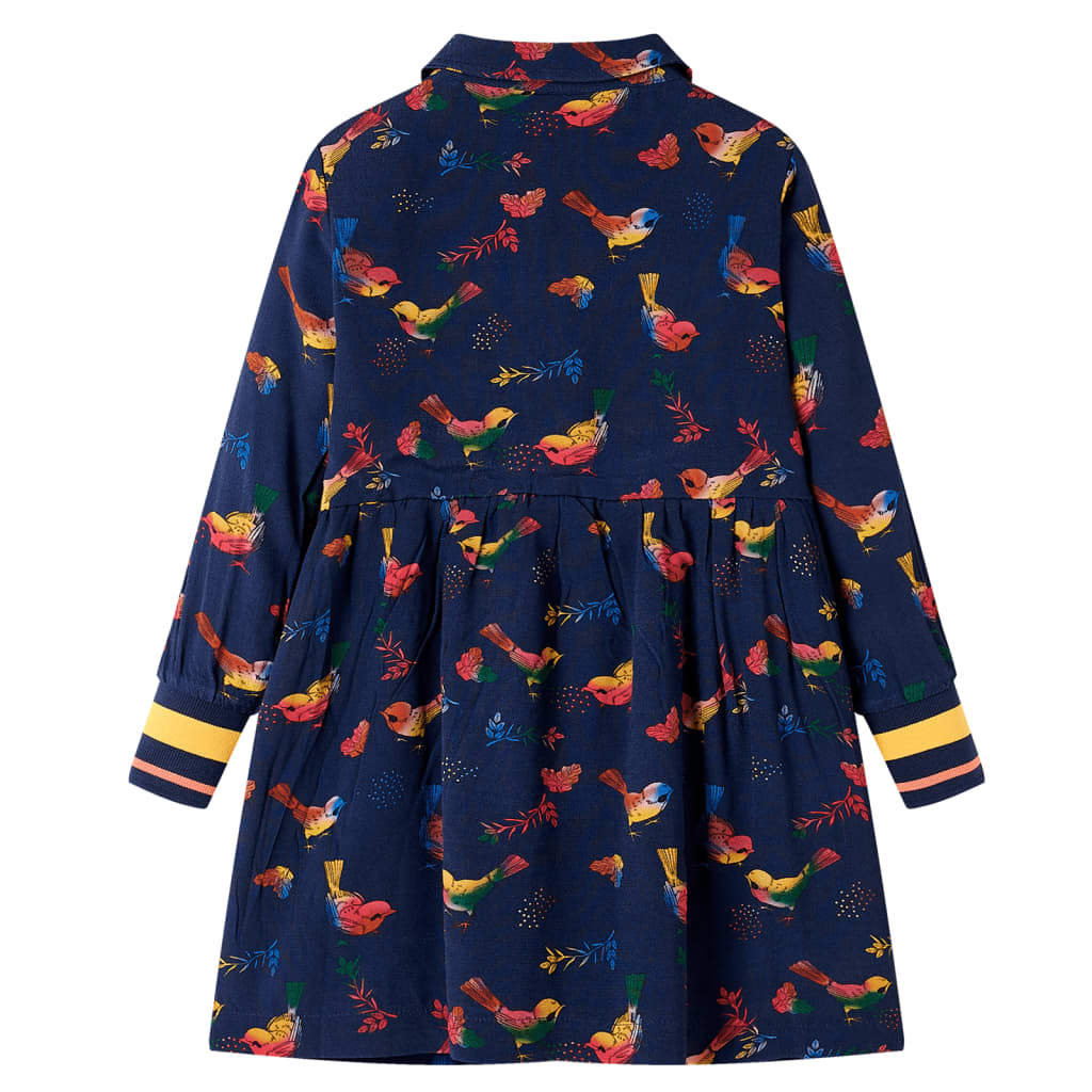 vidaXL Kinderjurk met lange mouwen 92 marineblauw afbeelding