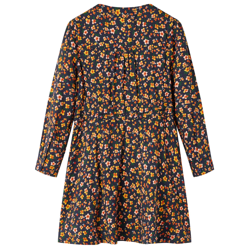 vidaXL Kinderjurk met lange mouwen 104 marineblauw afbeelding