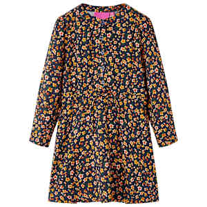 Otroška obleka z dolgimi rokavi mornarsko modra 116