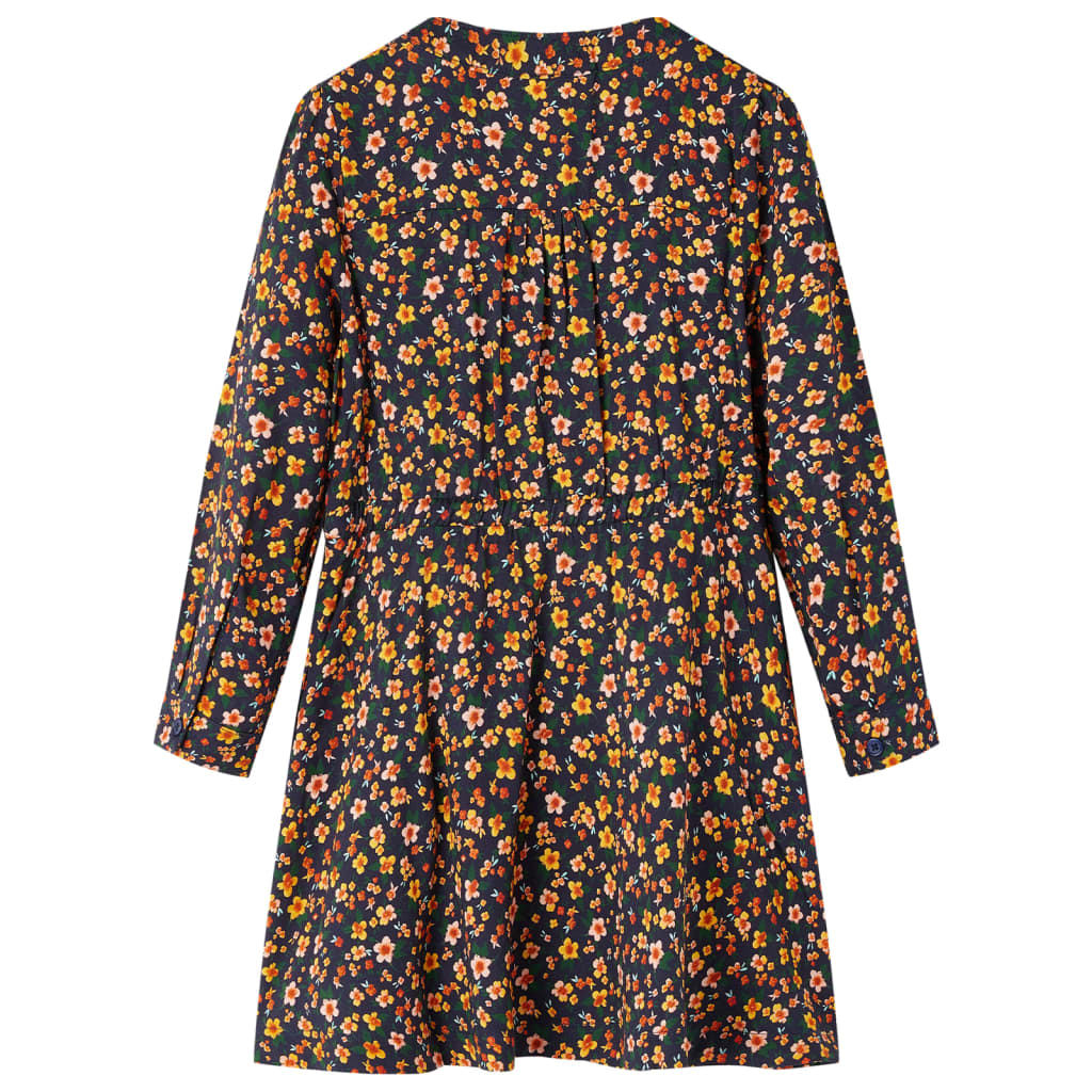 vidaXL Kinderjurk met lange mouwen 116 marineblauw afbeelding