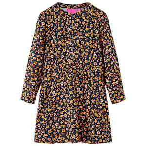 Otroška obleka z dolgimi rokavi mornarsko modra 140