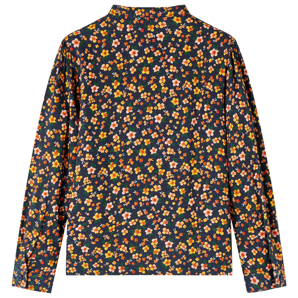 vidaXL Kinderoverhemd met bandkraag 92 marineblauw afbeelding