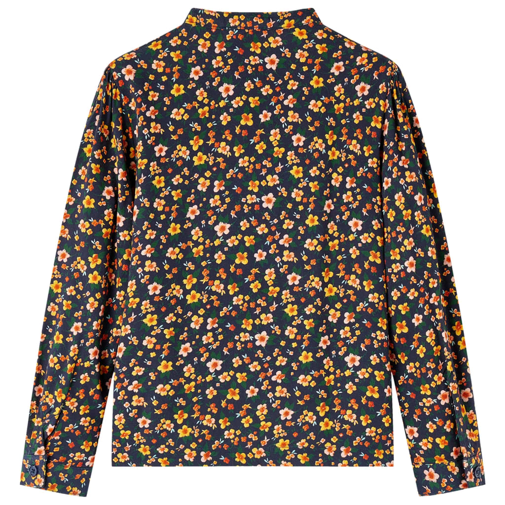 vidaXL Kinderoverhemd met bandkraag 104 marineblauw afbeelding