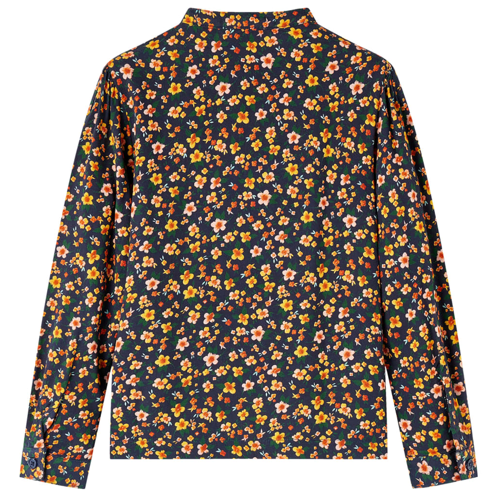 vidaXL Kinderoverhemd met bandkraag 116 marineblauw afbeelding