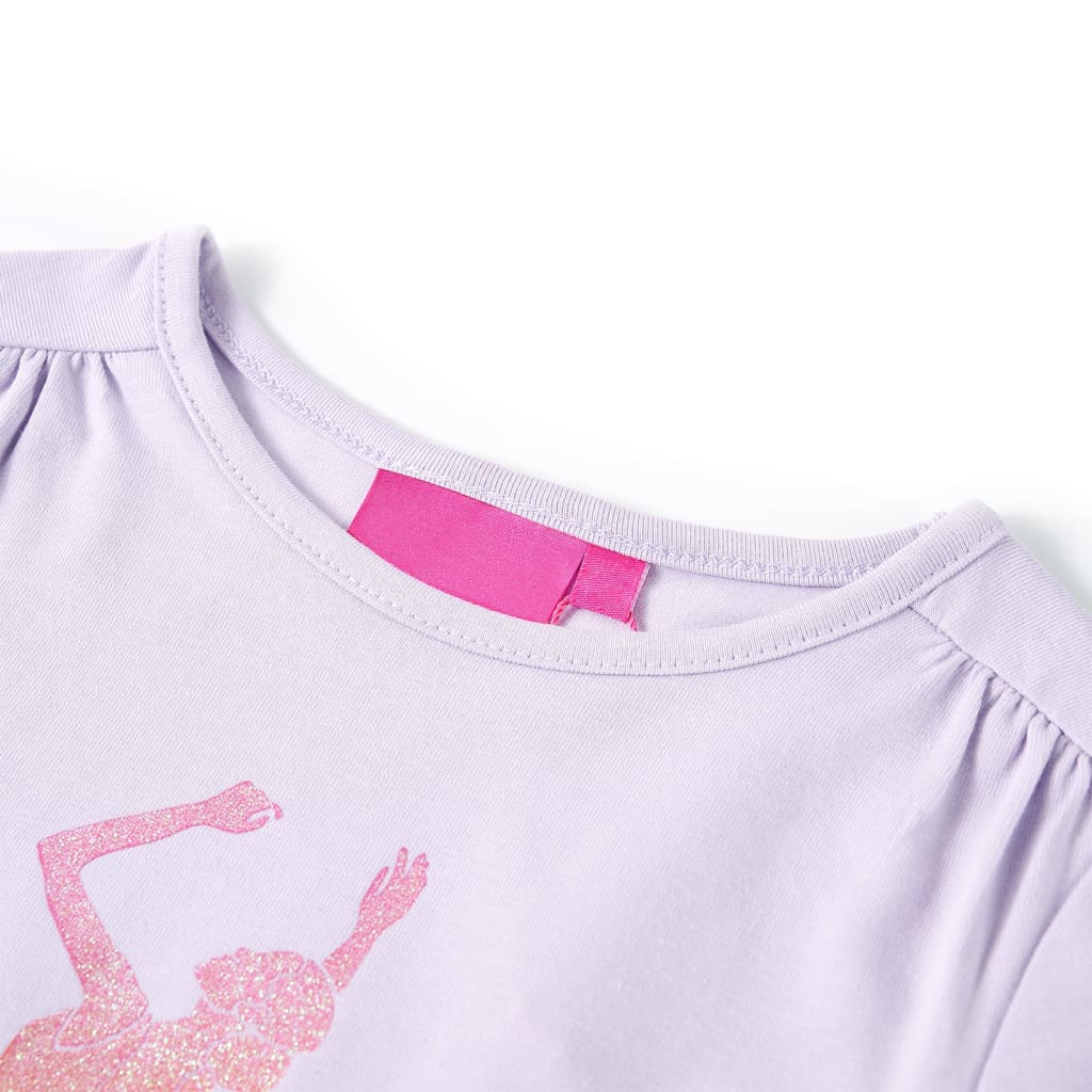 Koszulka dziecięca z długimi rękawami, baletnica, jasnoliliowa, 104