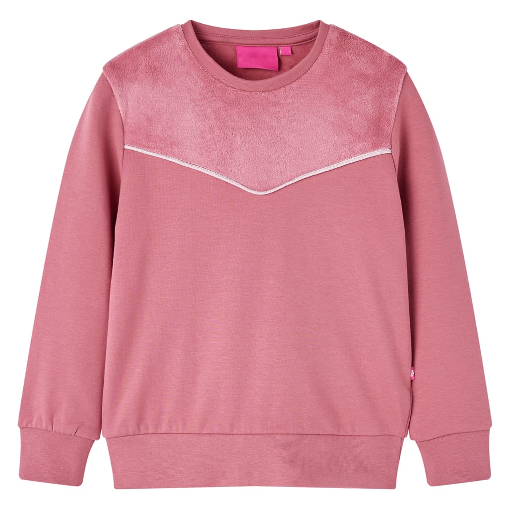 vidaXL Kinder-Sweatshirt Samt-Patchwork Himbeerrosa 104