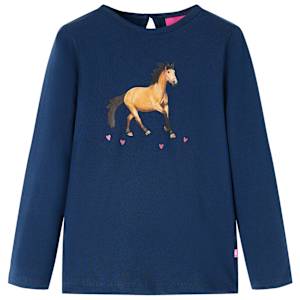 Otroška majica z dolgimi rokavi mornarsko modra 104