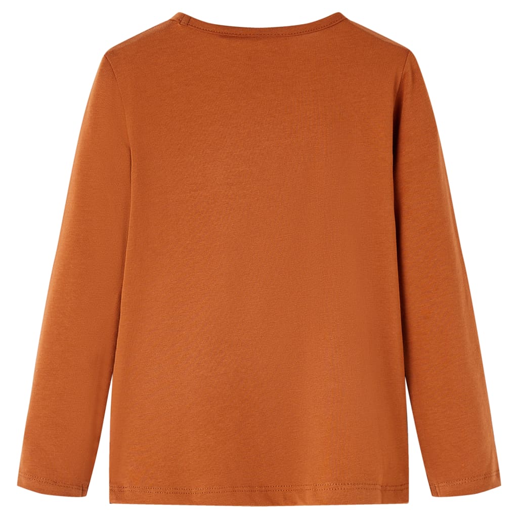 vidaXL Kindershirt met lange mouwen 128 cognackleurig afbeelding
