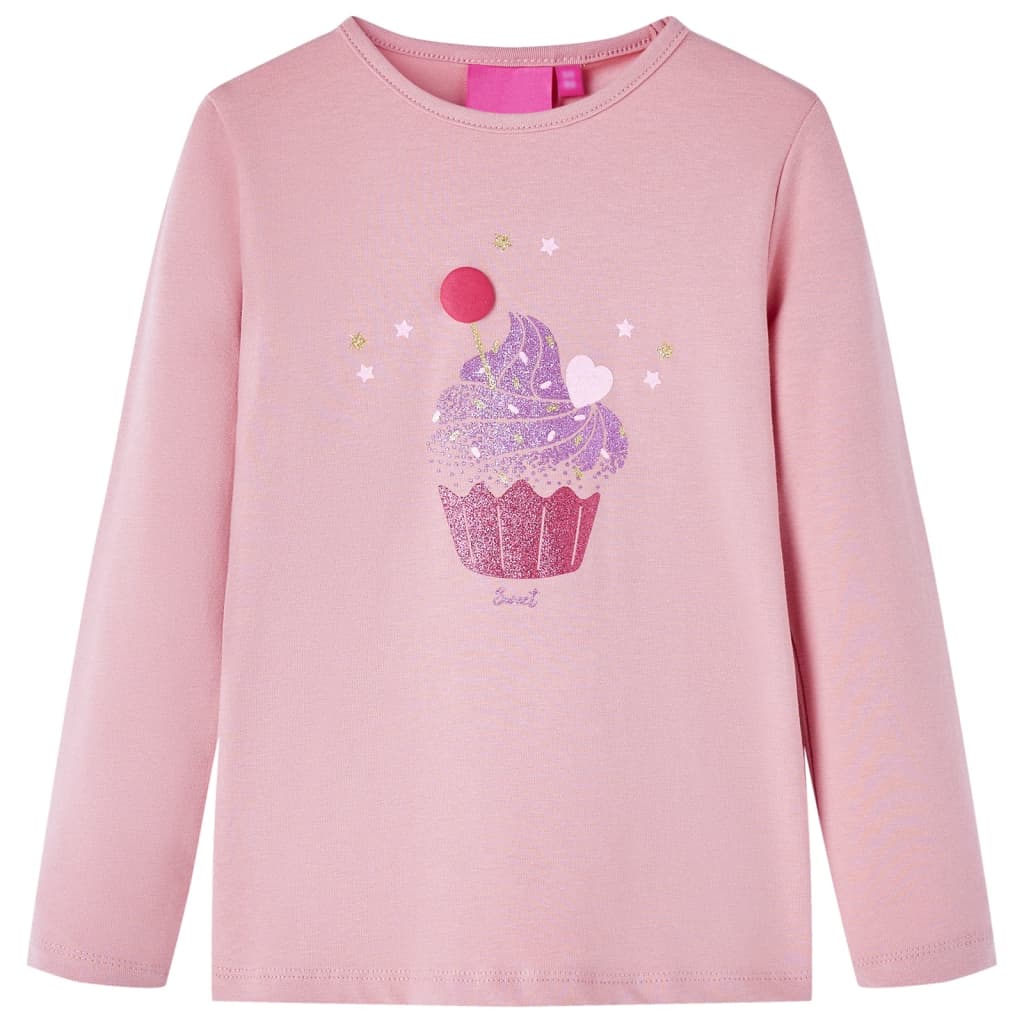 Tricou de copii cu mâneci lungi, imprimeu înghețată, roz deschis, 104
