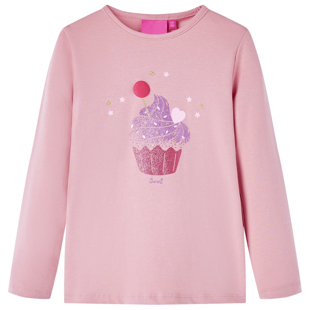 Tricou de copii cu mâneci lungi, imprimeu înghețată, roz deschis, 128