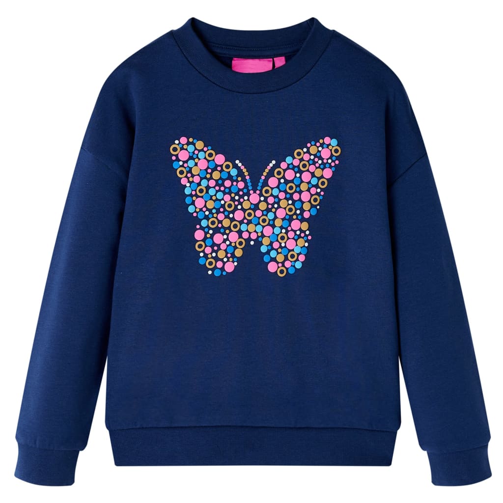Bluzon pentru copii cu imprimeu fluture, bleumarin, 128