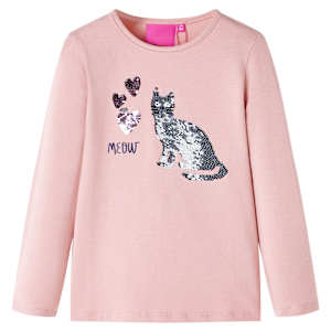 Otroška majica z dolgimi rokavi svetlo roza 92