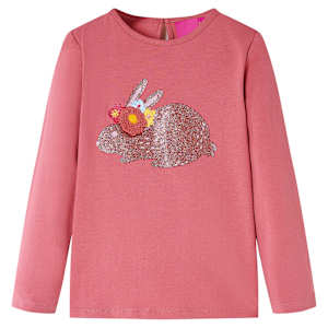 Otroška majica z dolgimi rokavi starinsko roza 116