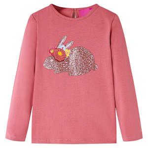 Otroška majica z dolgimi rokavi starinsko roza 128